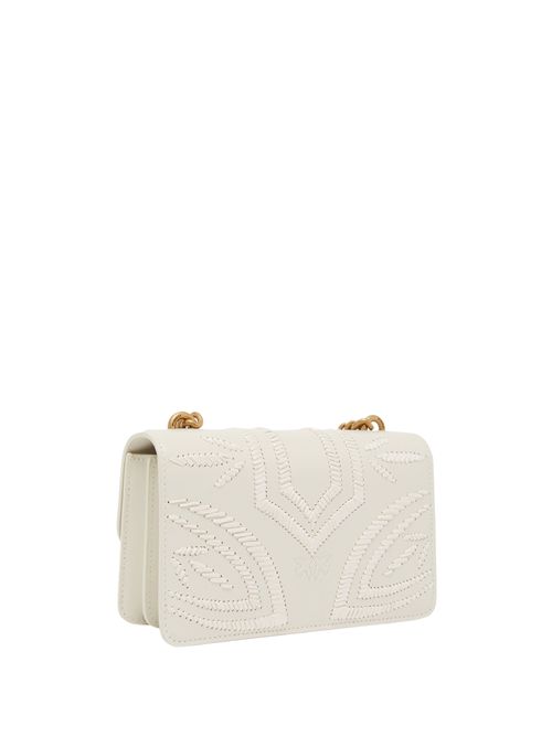 Borsa love one mini in pelle e ricamo rafia Bianco PINKO | 100059 A2C3Z14Q